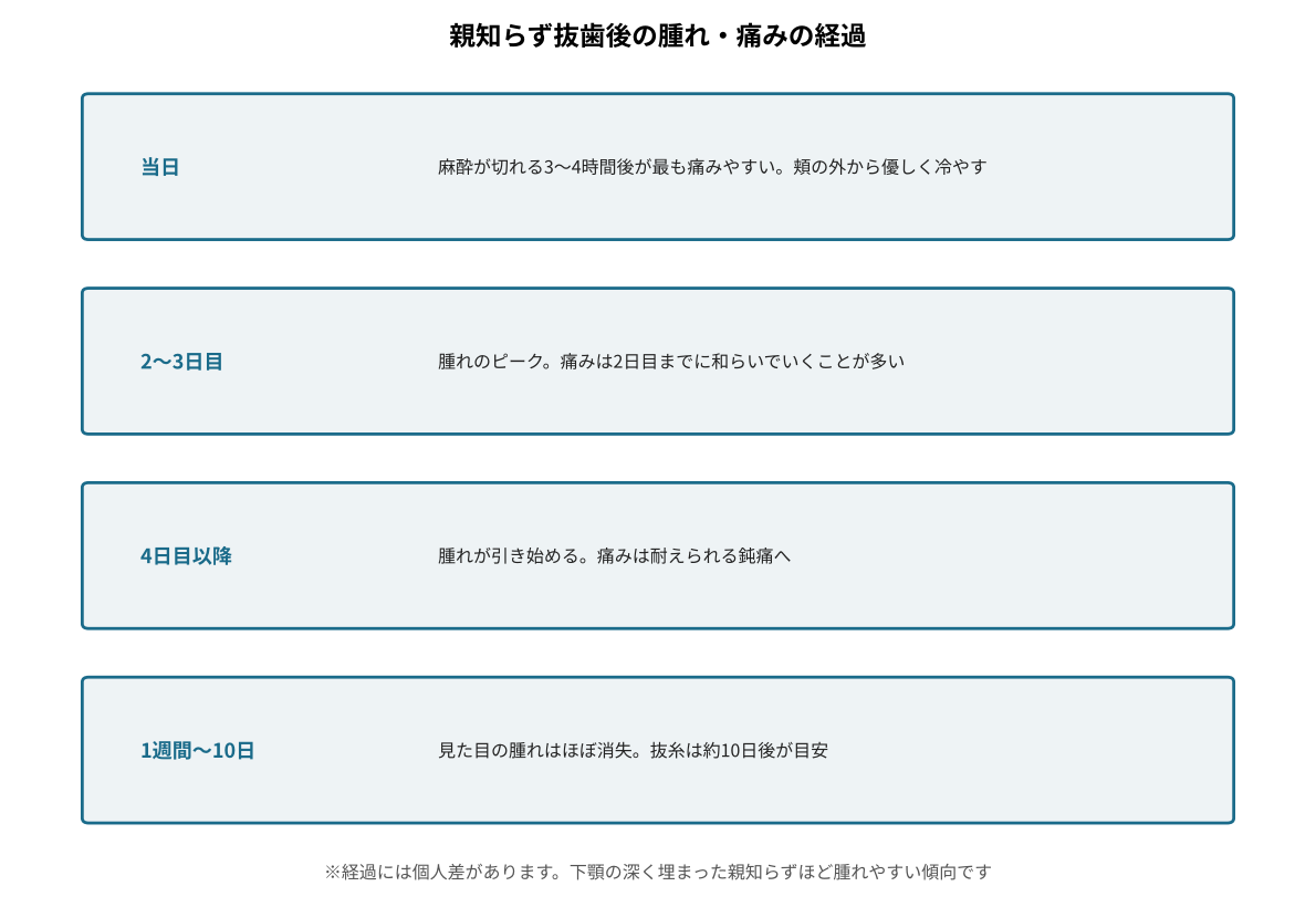 親知らず抜歯後の腫れ・痛みの経過